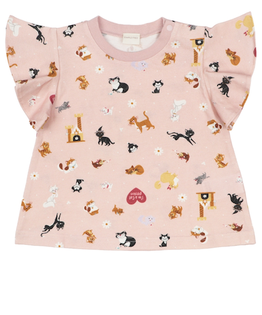 [ベビー]半袖Tシャツ　総柄　ディズニー　ピンク