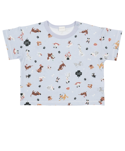 [ベビー]半袖Tシャツ　総柄　ディズニー　サックス