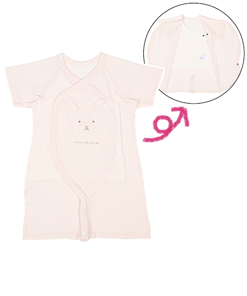 半袖　ドレスオール　肌着付　ピンク