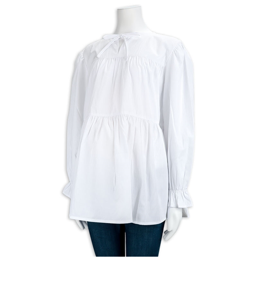 長袖ティアードブラウス　オフホワイト