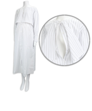 [授乳仕様]長袖ケープワンピース　ストライプ　オフホワイト