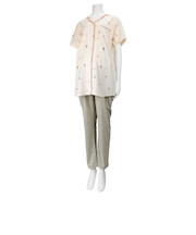 [授乳口付き]ママとお腹の赤ちゃんにやさしい半袖パジャマ　アイス　ホワイト