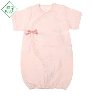 半袖ドレスオール モスリンガーゼ ピンク