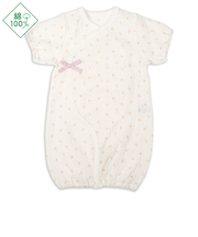 半袖ドレスオール　モスリンガーゼ　ピーチ