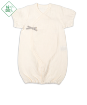 半袖ドレスオール　モスリンガーゼ　アイボリー