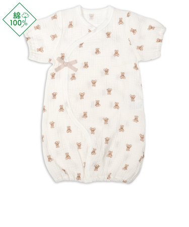 半袖ドレスオール　モスリンガーゼ　ベージュ