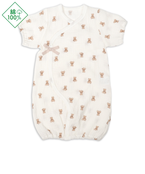 半袖ドレスオール　モスリンガーゼ　ベージュ