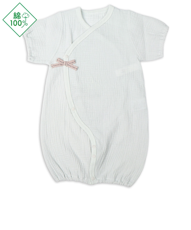 半袖ドレスオール　モスリンガーゼ　ペパーミント