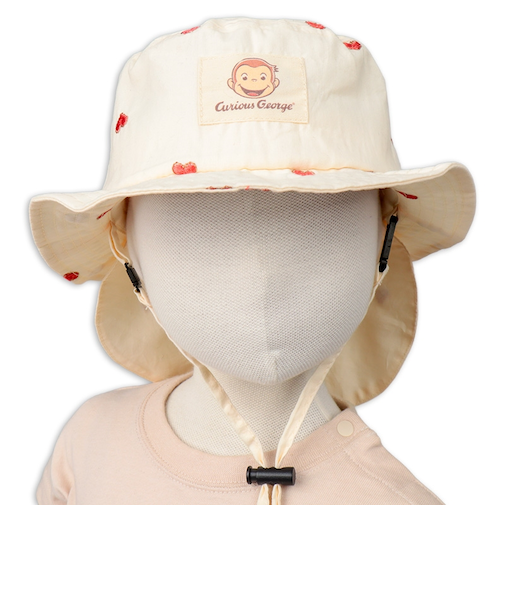 [48～52cm]日よけ付き帽子　おさるのジョージ　アイボリー