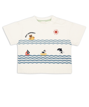 [ベビー]半袖Tシャツ　部分刺しゅう　オフホワイト