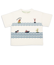 [キッズ]半袖Tシャツ　部分刺しゅう　オフホワイト