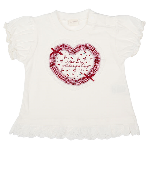 [ベビー]半袖Tシャツ　胸モチーフ　オフホワイト