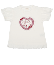 [キッズ]半袖Tシャツ　胸モチーフ　オフホワイト