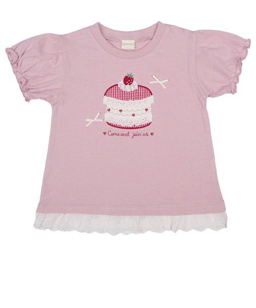 [キッズ]半袖Tシャツ　胸モチーフ　ピンク