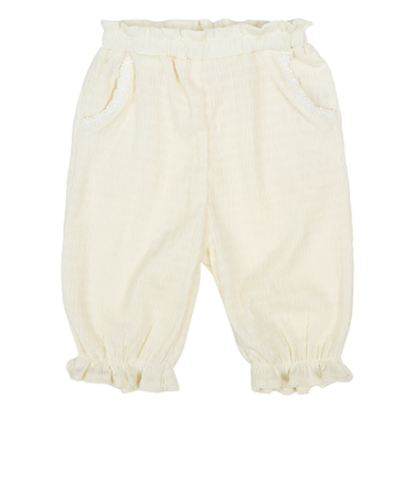 [ベビー]7分丈パンツ　花モチーフ　ジャガード　オフホワイト