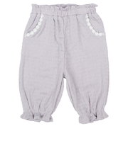 [ベビー]7分丈パンツ　花モチーフ　ジャガード　ピンク