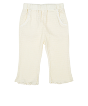 [キッズ]7分丈パンツ　花モチーフ　ジャガード　オフホワイト