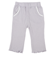 [キッズ]7分丈パンツ　花モチーフ　ジャガード　ピンク