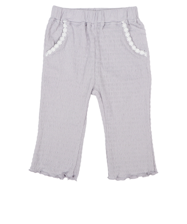 [キッズ]7分丈パンツ　花モチーフ　ジャガード　ピンク