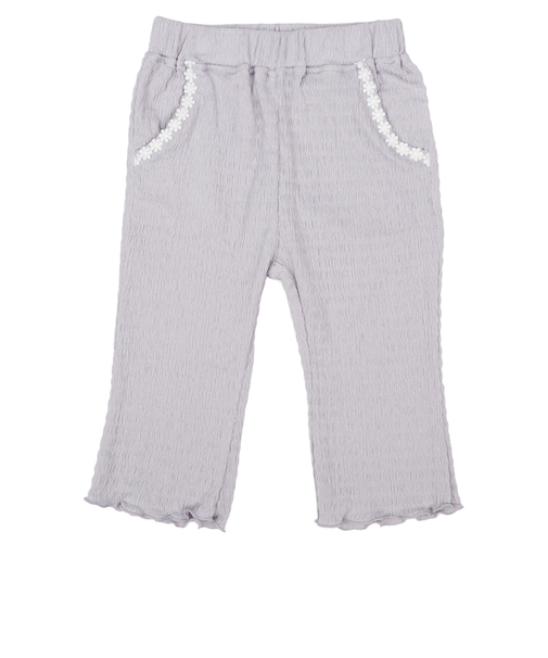 [キッズ]7分丈パンツ　花モチーフ　ジャガード　ピンク