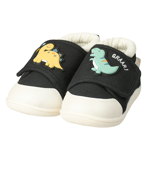 [12.5～14.5cm]ベビーシューズ　太ベルト　ラバーモチーフ ブラック