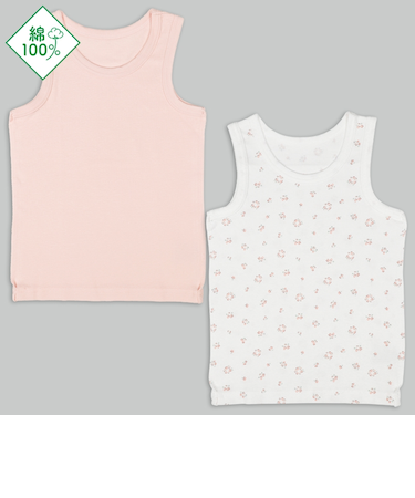 [ベビー]まいにちコットン　タンクトップ　2枚組　お花　ピンク