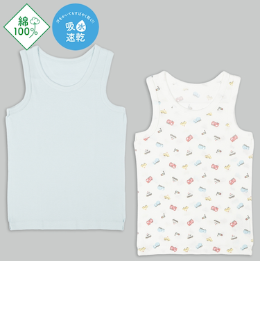 [ベビー]まいにちコットン　タンクトップ　2枚組　くるま