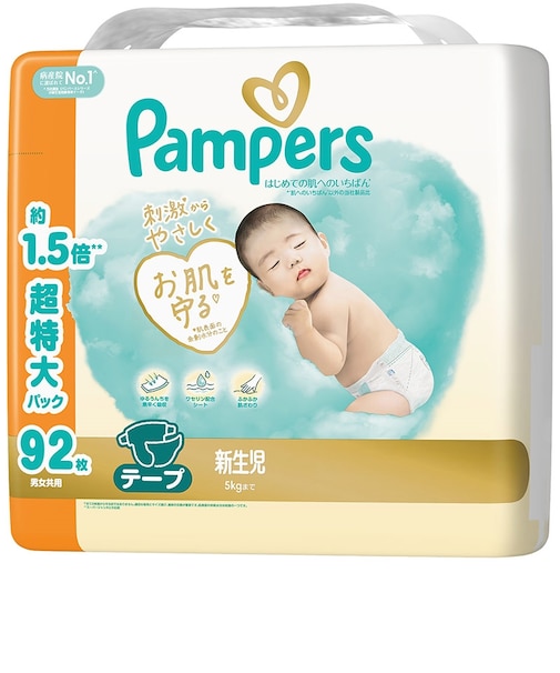[テープ]パンパース 肌へのいちばん メガジャンボ 新生児 92枚