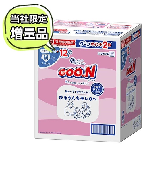 【特別配送料有】[パンツ]グーン ゆるうんちモレ0へ Ｍサイズ 58枚×2