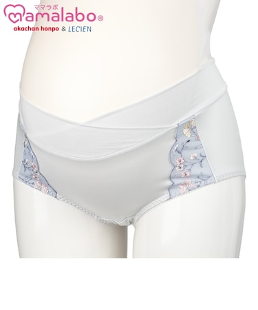 ショーツ産後も使える仕様　シルエットキレイ花柄　ブルー