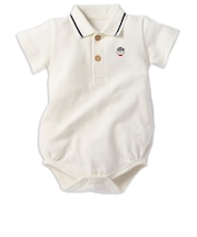 半袖　ポロロンパース　オフホワイト