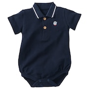 半袖 ポロロンパース ネイビー