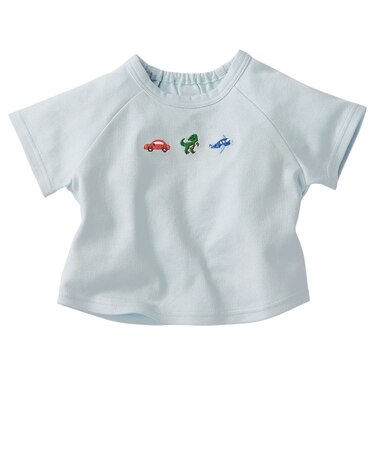 はじめてセパレートトップス　刺しゅう　サックス