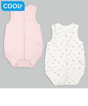 [ベビー]やわらかメッシュ　袖なしロンパース　2枚組　前開き　フルーツ