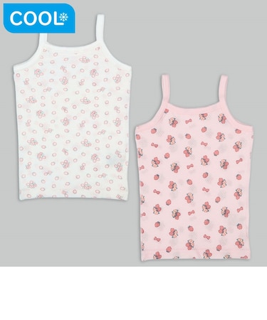 [ベビー]前後着られるメッシュ　キャミソール　2枚組　いちご　ピンク