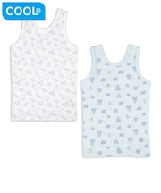 [キッズ]前後着られるメッシュ　タンクトップ　2枚組　プリンセス　サックス