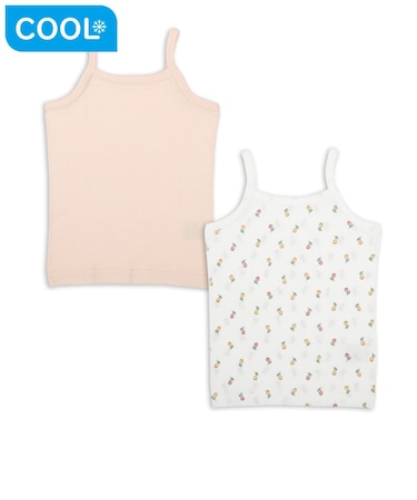 [ベビー]前後着られるメッシュ　キャミソール　2枚組　チューリップ　オレンジ
