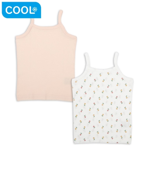 [ベビー]前後着られるメッシュ　キャミソール　2枚組　チューリップ　オレンジ