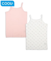 [キッズ]前後着られるメッシュ　キャミソール　2枚組　チューリップ　ピンク