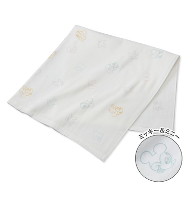 [正方形]ガーゼパイル 湯上がりタオル ミッキー＆ミニー 85×85cm