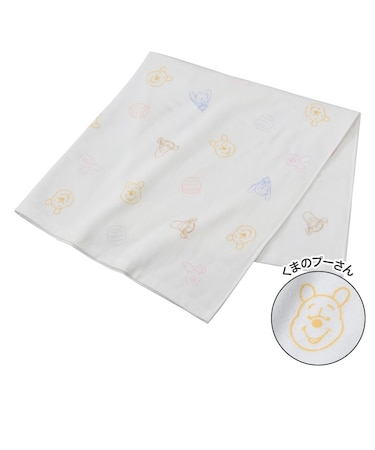 [正方形]ガーゼパイル 湯上がりタオル くまのプーさん 85×85cm