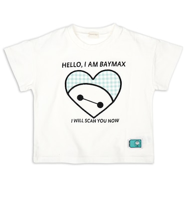 [キッズ]半袖Tシャツ　アップリケ　ベイマックス　ホワイト