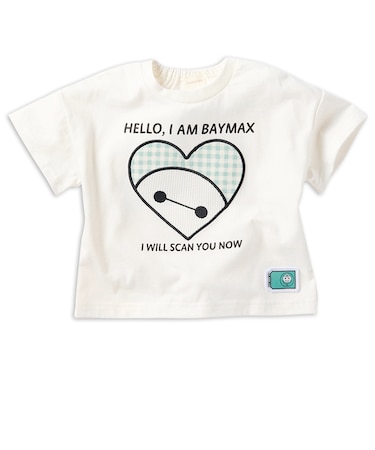 [ベビー]半袖Tシャツ　アップリケ　ベイマックス　ホワイト