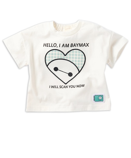 [ベビー]半袖Tシャツ　アップリケ　ベイマックス　ホワイト