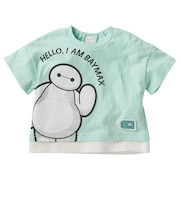 [ベビー]半袖Tシャツ　レイヤード風　ベイマックス　ペパーミント