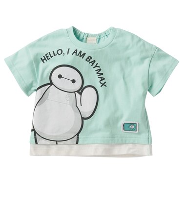 [ベビー]半袖Tシャツ　レイヤード風　ベイマックス　ペパーミント