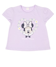 [キッズ]半袖Tシャツ　花レース　ミニー　パープル