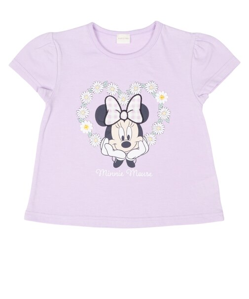 [キッズ]半袖Tシャツ　花レース　ミニー　パープル