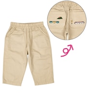 [キッズ]7分丈パンツ ポケット刺しゅう　ベージュ