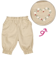 [ベビー]7分丈パンツ ポケット刺しゅう　ベージュ